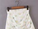 Ladies' Chiffon Mini Skirt with High Waist White with Small Floral Print Gathering with Drawstrings Chiffon and Polyester 3