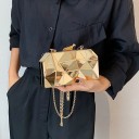 Ladies' clutch bag with a geometric faceted surface Sturdy body with a mirror shine Clasp and chain strap Plastic 17 x 10 x 4 cm 6