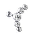 Ladies' contour earrings with five zirconias in an arc Round stones in metal settings Straight rod with a ball Costume jewellery metal 5