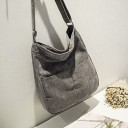 Ladies' Corduroy Shoulder Bag 31 x 40 x 11 cm Bag with Long Strap Two Front Pockets Press Stud Fastening Corduroy and Polyester 4