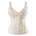 Ladies' Corset Plain Colour O-Neck Straps Bow Detail Polyester Spandex Elegant Lingerie 3