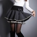 Ladies' Cotton and Polyester Mini Skirt with Ruffles and Lace Hem High Wide Waistband with Decorative Bow Flared Cut with Lining 5