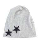 Ladies' Cotton Beanie Hat Decorated with Two Sparkling Stars at the Edge Loose Draping Fit Head Size 54 to 59 cm 19