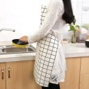 Ladies' Cotton Cooking Apron with Bib and Large Pocket Checked Pattern Neck Loop Waist Tie Dimensions 67 x 61.5 cm 4