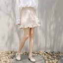 Ladies' Cotton Mini Skirt with Gathered Frill at the Hem Slightly Flared A-line Cut Solid Colour Skirt Suitable for a Shirt or Blouse 3