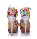 Ladies' Court Shoes with Colourful Flowers 3