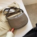 Ladies' Crescent-Shaped Crossbody Bag with Crocodile Pattern Adjustable Strap with Buckle PU Leather and Polyester 29.5 x 21 x 6 cm 2
