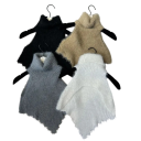 Ladies' Crocheted Crop Top with Faux Fur Roll Neck Stylish Winter Top Knitted Look Polyester Cotton 3