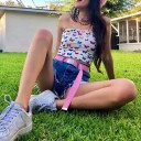 Ladies' Crop Top with Butterflies 3