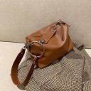 Ladies' crossbody bag made of PU leather Zip fastening Wide strap with a large metal ring Decorative pendant Dimensions 23 x 15 x 11 cm 2