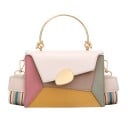 Ladies' crossbody bag with colourful geometric sections and a metal handle Chain and striped strap PU leather and polyester 20 x 13 x 8 cm 1