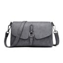 Ladies' Crossbody Bag with Flap and Decorative Strap with Metal Ring Zip Pocket on the Back Genuine Leather Dimensions 24 x 16 x 10 cm 3
