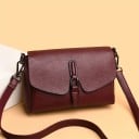 Ladies' Crossbody Bag with Flap and Decorative Strap with Metal Ring Zip Pocket on the Back Genuine Leather Dimensions 24 x 16 x 10 cm 9