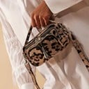 Ladies' Crossbody Bag with Leopard Print Small Shoulder Bag Two Front Zip Pockets PU Leather and Polyester 19 x 10 x 5 cm 1