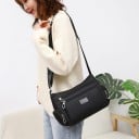 Ladies' Crossbody Bag with Quilted Front Panel Multiple Zip Pockets Nylon and Polyester 27 x 19 x 10 cm For Everyday Use 8