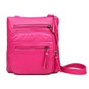 Ladies' Crossbody Bag with Several Zip Pockets Shoulder Bag Made of PU Leather and Cotton Crumpled Leather Look Dimensions 25 x 23 x 5 cm 3