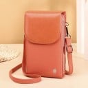 Ladies' Crossbody Handbag for Mobile Phone Front Compartment with Flap and Rear Zip Adjustable Detachable Strap PU Leather 10.5 x 4.5 x 18 3