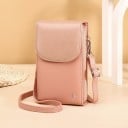 Ladies' Crossbody Handbag for Mobile Phone Front Compartment with Flap and Rear Zip Adjustable Detachable Strap PU Leather 10.5 x 4.5 x 18 4