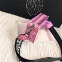 Ladies' Crossbody Handbag Shiny Surface Front Inscription Wide Printed Strap Zip Closure PU Leather 21 x 12 x 6 cm 9