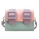 Ladies' crossbody handbag with a flap and two large buckles Square shape Thin strap over the shoulder PU leather Dimensions 18 x 13 x 8 10