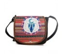 Ladies' crossbody handbag with a rounded flap Dreamcatcher motif Colourful geometric pattern Fabric strap Cotton and polyester 18 x 19 x 7 cm 3