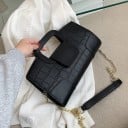 Ladies' Crossbody Handbag with Crocodile Pattern Top Handle and Chain Strap Carry in Hand or Over Shoulder PU Leather 26 x 17 x 6 cm 9