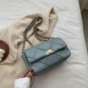 Ladies' crossbody handbag with diamond quilting Flap with rotating lock Chain interwoven with strap PU leather and polyester 21 x 6 x 13 cm 4
