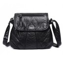 Ladies' Crossbody Handbag with Flap Soft Wrinkled Surface Zip Pocket on Flap Adjustable Strap Casual Style Synthetic Leather 25 x 22 cm 1