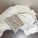 Ladies' crossbody handbag with sparkling stones Top handle and detachable strap Envelope-shaped flap PU leather and polyester 19 x 14 x 7 cm 1