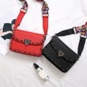 Ladies' crossbody handbag with studs and metal fastening Two detachable straps including a colourful PU leather Measure 21 x 15 x 6 cm 3