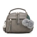 Ladies' crossbody handbag with top handle and decorative pendant with pom-poms Front zip pocket PU leather and polyester 22 x 20 x 11 cm 4