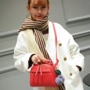 Ladies' crossbody handbag with top handle and decorative pendant with pom-poms Front zip pocket PU leather and polyester 22 x 20 x 11 cm 11