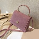 Ladies' Crossbody Handbag with Top Handle For Hand or Shoulder Flap with Round Fastening Suede Look PU Leather 24 x 10 x 17 cm 3