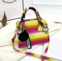 Ladies' crossbody handbag with top handle Shimmering surface with colour gradient Strap with carabiners PU leather 22 x 18 x 9 cm 4
