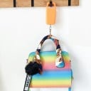 Ladies' crossbody handbag with top handle Shimmering surface with colour gradient Strap with carabiners PU leather 22 x 18 x 9 cm 7