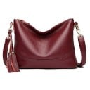 Ladies' Crossbody Shoulder Bag with Zip Fastening and Tassel Zip Pockets at the Back and Inside Soft Textured Genuine Leather Dimensions 5