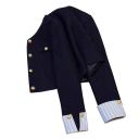 Ladies' Dark Blue Blazer with Pockets and Decorative Cuff Trim Elegant Plain Blazer with Buttons Cotton Polyester Spandex Acrylic 2