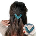 Ladies Decorative Hair Clip 8 × 5.5 cm V Shape Crystal Rhinestones Alloy Metal Hair Accessory 17