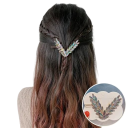 Ladies Decorative Hair Clip 8 × 5.5 cm V Shape Crystal Rhinestones Alloy Metal Hair Accessory 20