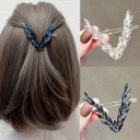 Ladies Decorative Hair Clip 8 × 5.5 cm V Shape Crystal Rhinestones Alloy Metal Hair Accessory 3