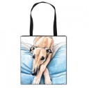 Ladies' Dog Print Bag with Full Front Design Square Shopping Bag with Black Handles Polyester Size 34.5 x 34.5 cm 8