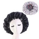 Ladies' Double-Layer Sleeping Cap Made of Smooth Shiny Polyester Gathered Edge Circumference Adjustable with Drawstring Universal Size 2