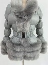 Ladies' Down Coat with Collar and Hem Made of Artificial Fur Fitted Cut with Belt and Buckle Gathered Quilted Sleeves Filling Made of Duck Down 5