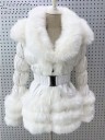 Ladies' Down Coat with Collar and Hem Made of Artificial Fur Fitted Cut with Belt and Buckle Gathered Quilted Sleeves Filling Made of Duck Down 6