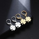 Ladies' Drop Earrings with a Four-Leaf Clover 4