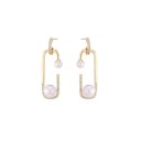 Ladies' Drop Earrings with Pearl and Zirconia G302 1
