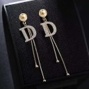 Ladies' Drop Earrings with the Letter D 4