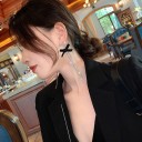 Ladies' Drop Earrings with Zircons and Bow 3