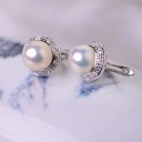 Ladies' Earrings with Pearl and Stones 10