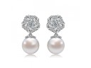 Ladies' Earrings with Pearls and Zircons 2